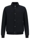 Moorer Blue Solid Mandarin Collar Jacket In Blue