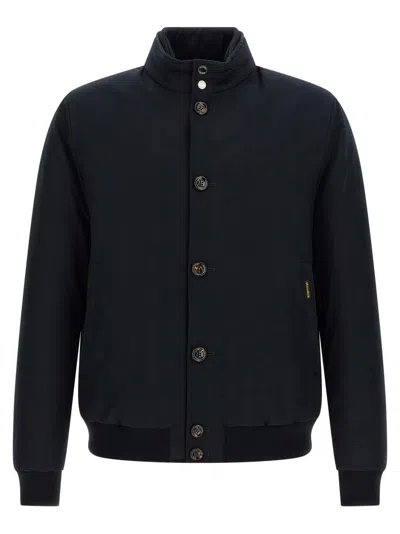 Moorer Blue Solid Mandarin Collar Jacket