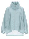 Moorer Blue Solid Mock Collar Jacket In Blue