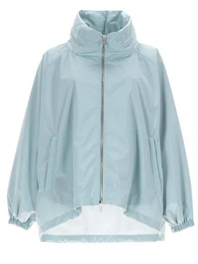 MOORER WOMEN BLUE SOLID MOCK COLLAR JACKET