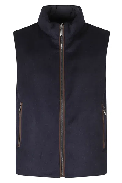 Moorer Blue-gray Falieri Ls9 Wool-blend Reversible Vest