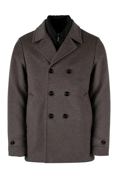 Moorer Bolgi Wool Blend Peacoat In Brown
