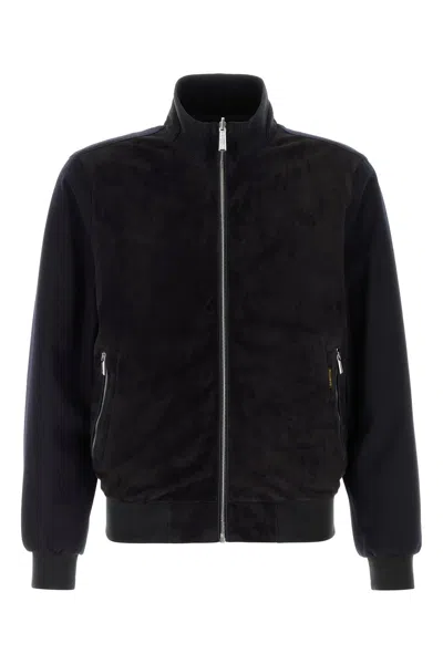 MOORER MOORER MIDNIGHT BLUE VELVET AXTEN BOMBER JACKET