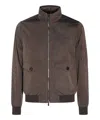 Moorer Casual Jacket With Flap Pockets And High Collar In Brown