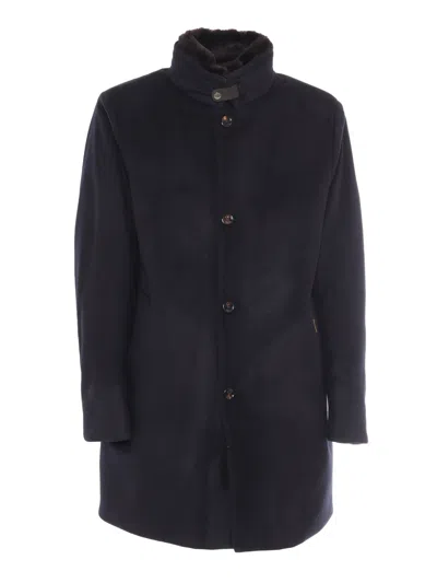 Moorer Bond Fur Le Jacket In Blue