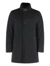 Moorer High-neck Button Overcoat In Black