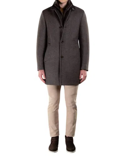 Moorer Bond Fur Hd Herringbone Down Coat In Anthracite In Grey