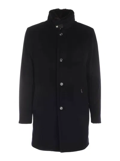 Moorer Bond-fur-le Single-breasted Padded Coat In Black