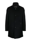Moorer Feather-down Single-breasted Coat In Dark Blue