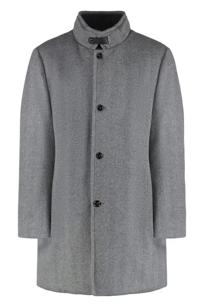 Moorer Bond Padded Wool-blend Coat In Gray