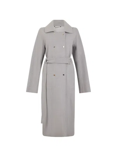 Moorer Bonnie-p Belted Double-breasted Coat In Gray