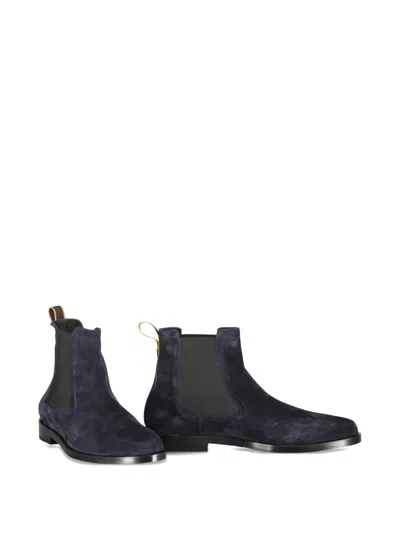 Moorer Borgoni Elastic-detail Suede Boots In Blue