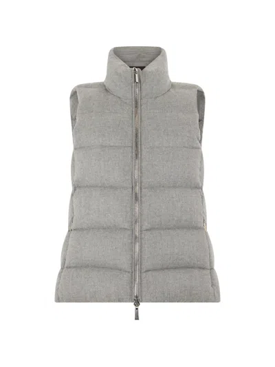 Moorer Borneo-il Padded Cashmere Gilet In Gray