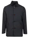 Moorer Pantcoat With Back Slit And Breasted Button In Blue