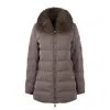 Moorer Boudin Quilted Down Jacket With Fox Fur Collar In Brown