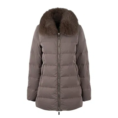 Moorer Boudin Quilted Down Jacket With Fox Fur Collar In Brown