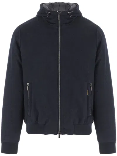 Moorer Boudin Quilted Navy Jacket With Goose Down Filling In Black