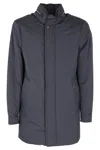 Moorer Wool Parka With High Neck And Side Pockets In Navy