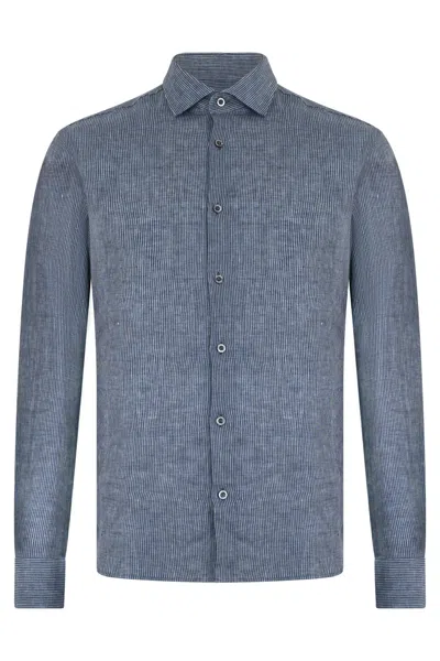 Moorer Breathable Versatile Long Sleeve Shirt In Blue