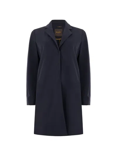 Moorer Breton-dem Lapel-collar Trench Coat In Blue