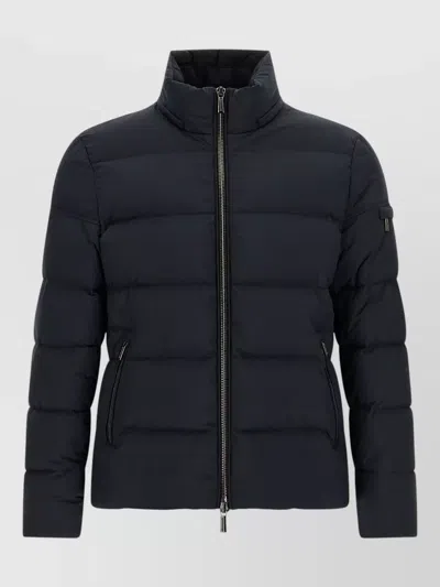 Moorer Brett Acqua Line Hooded Quilted Bomber In Black