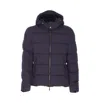 Moorer Quilted Hooded Jacket With Zippered Sleeves In Blue