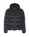 Moorer Quilted Hooded Jacket Removable Hood In Blue