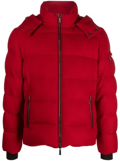 Moorer Detachable-hood Padded Jacket In Red
