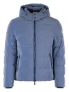 Moorer Brett Hooded Short Down Jacket In Blue