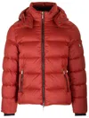 Moorer Zippered Down Jacket In Red