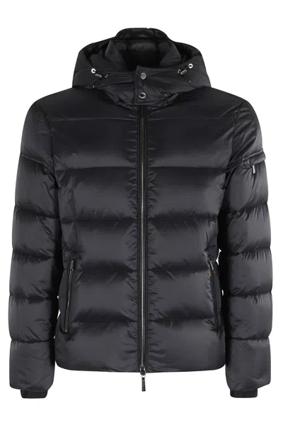 Moorer Quilted Zip-up Down Jacket In Blue