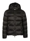 Moorer Quilted Hooded Jacket Removable Hood In Black