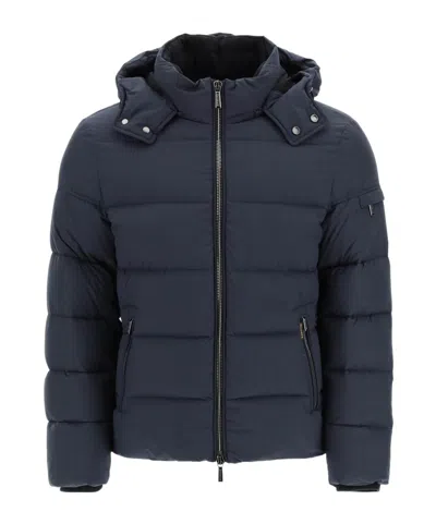 Moorer Brett-skt Hooded Zipped Down Jacket In Black