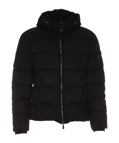 Moorer Brett-skt Hooded Zipped Down Jacket In Black