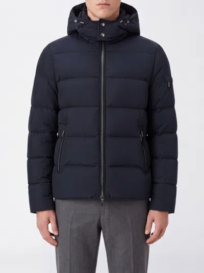 Moorer Brett Water-repellent Wool And Cashmere Down Jacket With Removable Hood In Blue