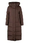 Moorer Breuil Long Hooded Down Jacket In Brown