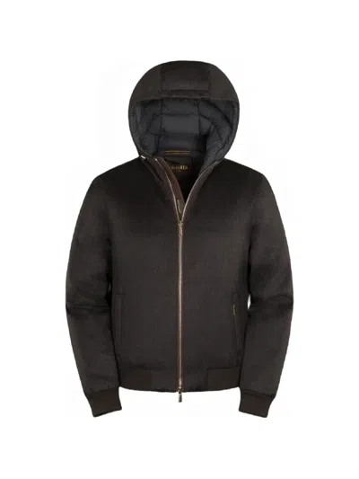 Moorer Brigno-bab Hooded Zipped Cashmere Jacket In Brown