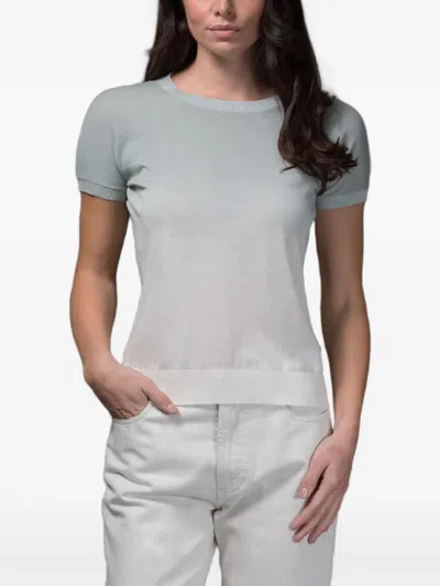 Moorer Briseida-o-suc Two-tone Short-sleeve Top In Gray