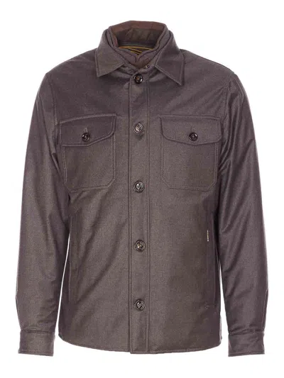 MOORER BROWN DUINO DOWN JACKET WITH BUTTONS CLOSURE