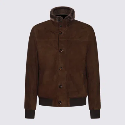 MOORER BROWN LEATHER JACKET