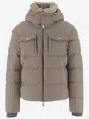 Moorer Quilted Down Jacket With High Collar And Removable Hood In Gray