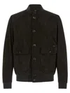 Moorer Brown Solid Mandarin Collar Jacket In Brown