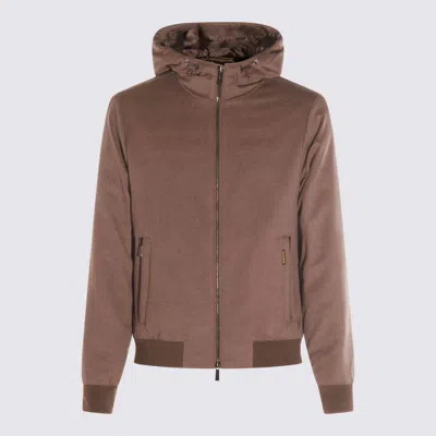 MOORER BROWN WOOL ONIRO DOWN JACKET