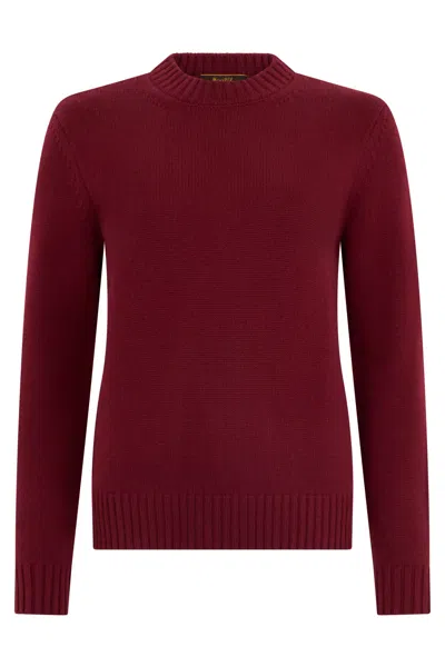 Moorer Burgundy Sweater With Classic And Minimal Design. In Red