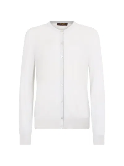 Moorer Button Cardigan In White
