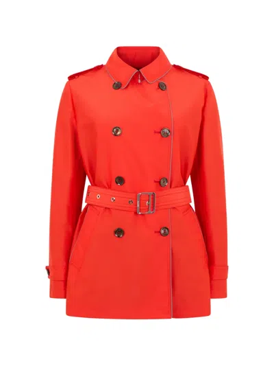 Moorer Button Double-breasted Trench Coat In Red