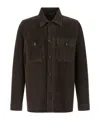 Moorer Brown Solid Shirt Collar Jacket In Black