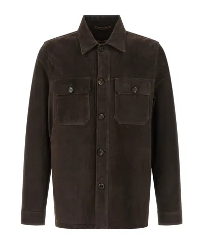 MOORER MOORER KLAUS LEATHER OVERSHIRT