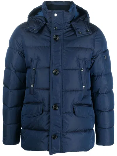 Moorer Button-down Padded Jacket In Blue