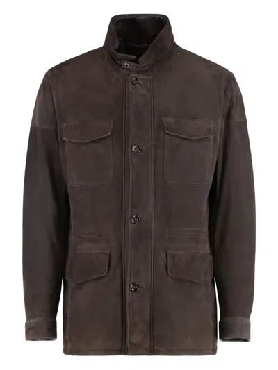 MOORER BUTTON-FASTENING FLAP-POCKET JACKET